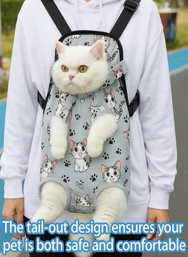 KittuPet حقيبة ظهر لحمل القطط من KittuPet، حقيبة سفر واسعة ومريحة للحيوانات الأليفة مزودة بفتحات تهوية، وأحزمة قابلة للتعديل للمشي لمسافات طويلة وركوب الدراجات والاستخدام اليومي، تصميم خفيف الوزن ومتين، رمادي - Image 4